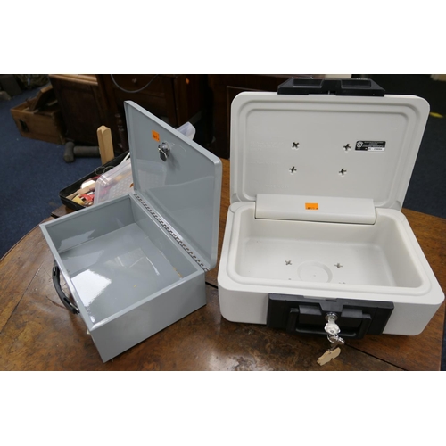 571 - Sentry safe strong box with key and a further strong box (2)