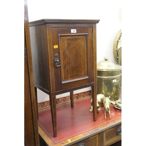 585 - Late Victorian mahogany and inlaid pot cupboard