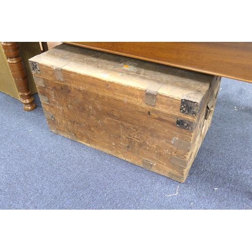 593 - Old Victorian pine trunk or silver chest