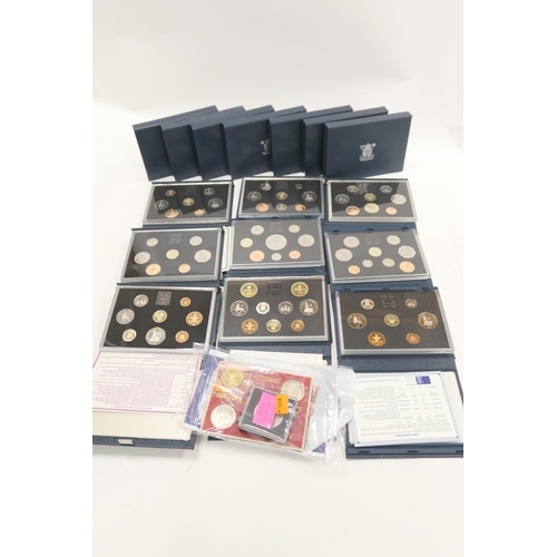 382 - United Kingdom proof coin sets from 1984 - 1999 inclusive and a small number of commemorative coins ... 