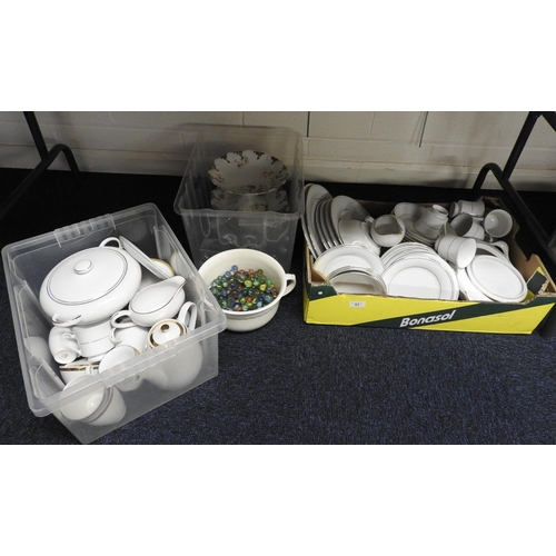 63 - SOLD ON BEHALF OF BYRNE'S CHARITIES: Mixed dinner and tea wares; also fruit serving dishes, cut thro... 