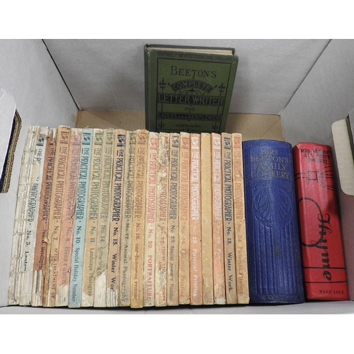 126 - Assorted books including 'The Practical Photographer' and Mrs Beeton's Cookery Books