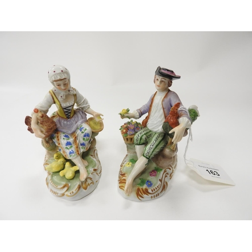 163 - Pair of Dresden figures of farmer and his wife