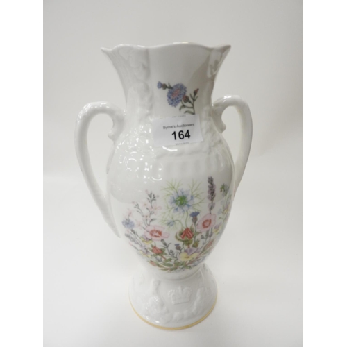 164 - Aynsley limited edition Jubilee Collection 2002 Wild Tulip pattern twin handled vase, boxed