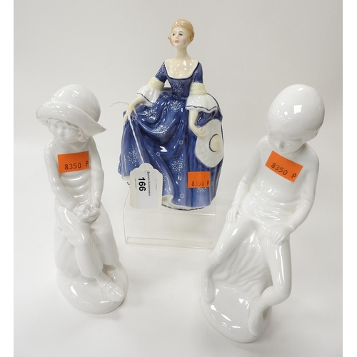 166 - Royal Doulton figure 'Hillary', also two Spode figures of a young gentleman and young lady seated (3... 