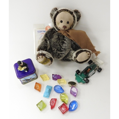 201 - Limited edition Merrythought 'Pippin' moulded face bear, with certificate, also a Matchbox K-72 Brab... 