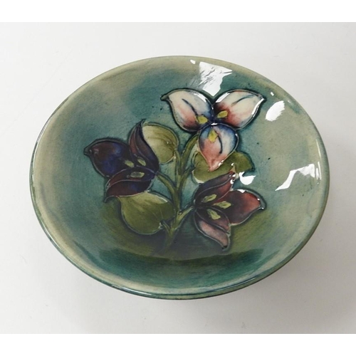 206 - Moorcroft footed anemone pattern dish