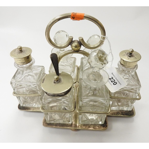 220 - Silver plated six piece cruet set