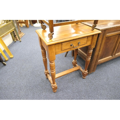 499 - Eastern made hardwood hall table fitted with a drawer