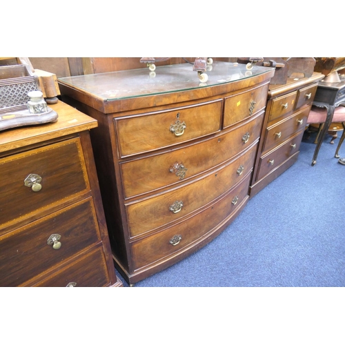 504 - Mahogany bow front chest of drawers, width 104cm, height 98cm