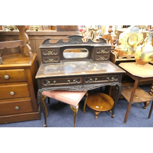 506 - Victorian carved mahogany bonheur du jour, width 99cm