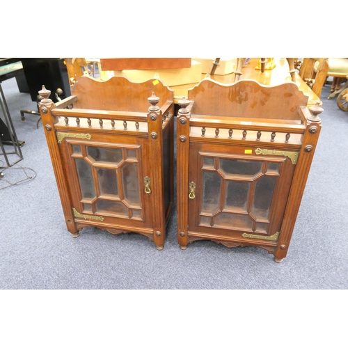 530 - Pair of Victorian mahogany glazed wall cabinets, each 52cm x 81cm