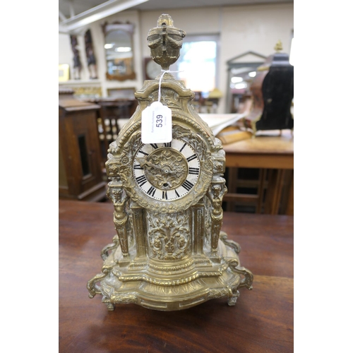 539 - French style cast brass mantel clock