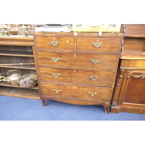 550 - Mahogany chest of drawers, early 19th Century, with bone escutcheons, width 110cm, height 120cm