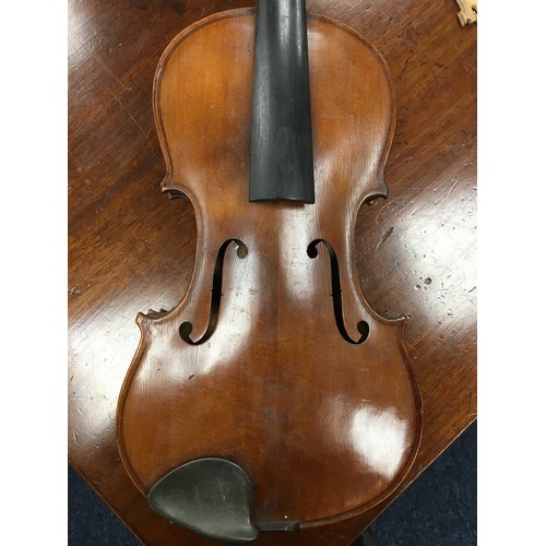 521 - Cased violin and a silver mounted walking cane