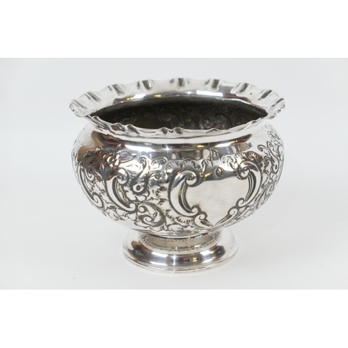 167 - Edwardian silver rose bowl, by Henry Adams, Sheffield 1901, repousse decorated with foliate scrolls,... 