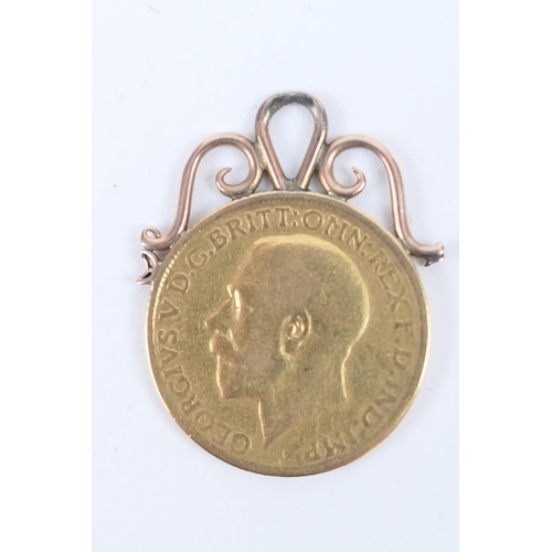 191 - George V sovereign pendant fob, 1913,  mounted in 9ct gold, gross weight approx. 8.3g