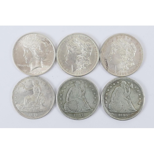 202 - CATALOGUE AMENDMENT: THE 1846 AND 1847 DOLLARS ARE COUNTERFEIT - Two USA Liberty dollars, 1846 (COUN... 