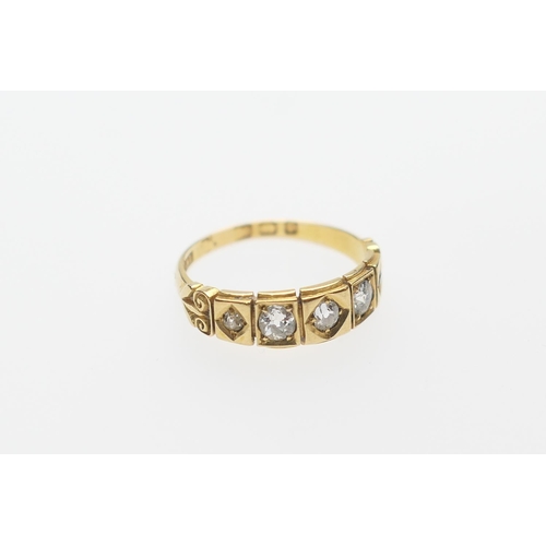 234 - Victorian diamond five stone ring, maker L&D, set with five oval and round cut old diamonds, inset i... 