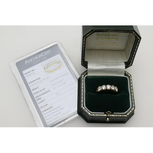 240 - Boodles five stone diamond ring, the brilliant cut stones each with De Beers marque, the centre ston... 