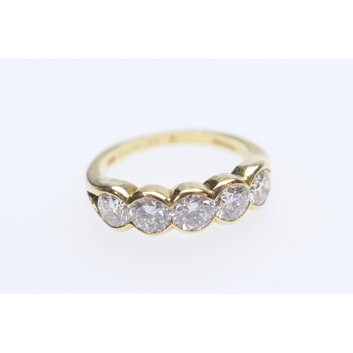 240 - Boodles five stone diamond ring, the brilliant cut stones each with De Beers marque, the centre ston... 