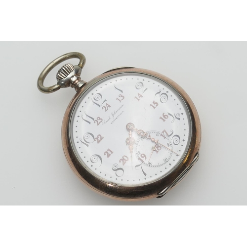 248 - Omega 800 standard silver cased pocket watch, white dial with Arabic numerals, inner 24 hour numeral... 