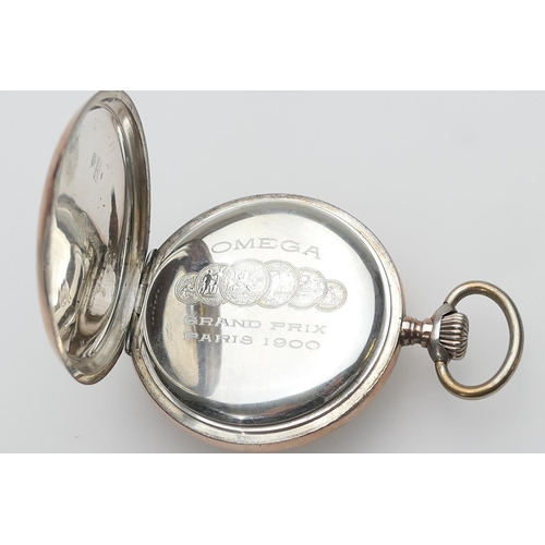 248 - Omega 800 standard silver cased pocket watch, white dial with Arabic numerals, inner 24 hour numeral... 