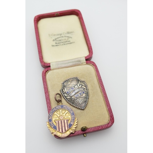 281 - 9ct gold and enamelled Northern Motoring Club 1920 medal, gross weight 8.5g; also a 9ct gold and ena... 