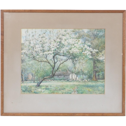 309 - Illingworth Varley (active late 19th/early 20th Century), Apple Orchard, Worcestershire, watercolour... 