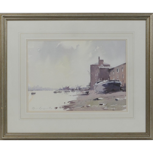 315 - James Longueville (b.1942), Rotherhithe, watercolour, signed, titled to a label verso, 25.5cm x 36cm... 