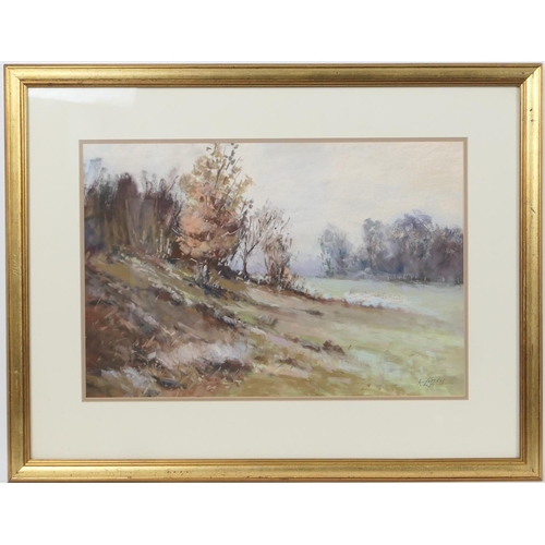 317 - Ken Littler (b. 1925), Slope towards the meadow, pastel drawing, signed, titled to a label verso, 36... 