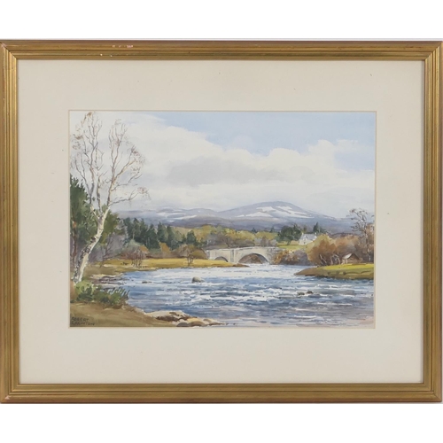 337 - Robert Egginton (b. 1943), The old Spey bridge, Grantown, watercolour, signed, titled verso, 25.5cm ... 