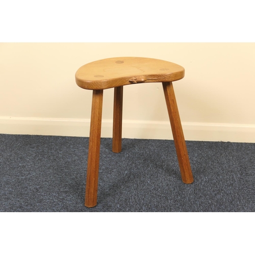 629 - Mouseman (Robert Thompson of Kilburn), oak kidney shaped stool, on tapered octagonal legs, width 37c... 