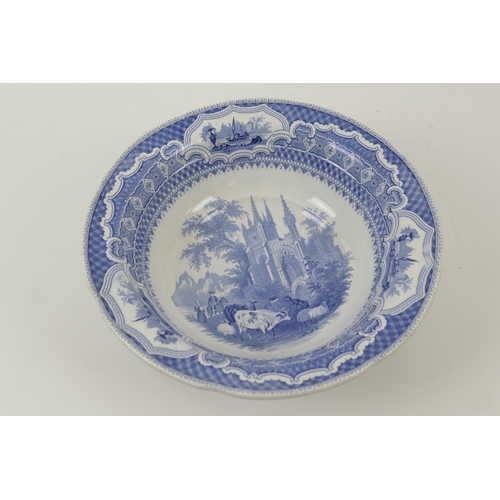 92 - Joseph Heath & Co. blue and white wash basin, circa 1830, decorated with a rural scenes pattern, 35c... 