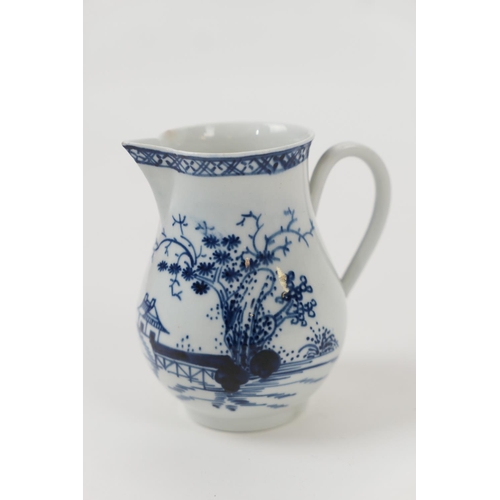 96 - Philip Christian, Liverpool, blue and white sparrow beak cream jug, circa 1765-75, decorated in the ... 