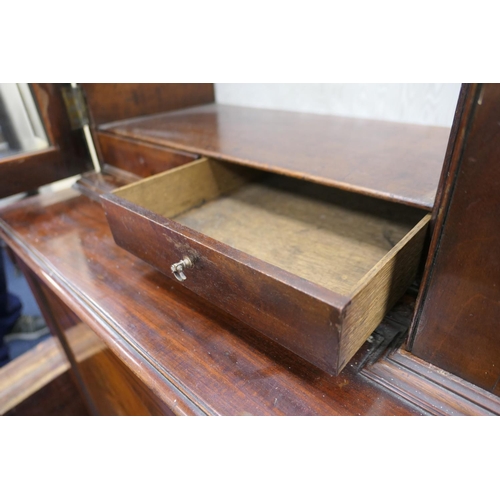 627 - Late 19th Century mahogany and inlaid breakfront library bookcase, in Georgian style, having a mould... 