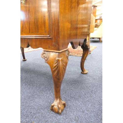 639 - Walnut chest on stand, early 18th Century and later, the top with moulded cornice over three short a... 