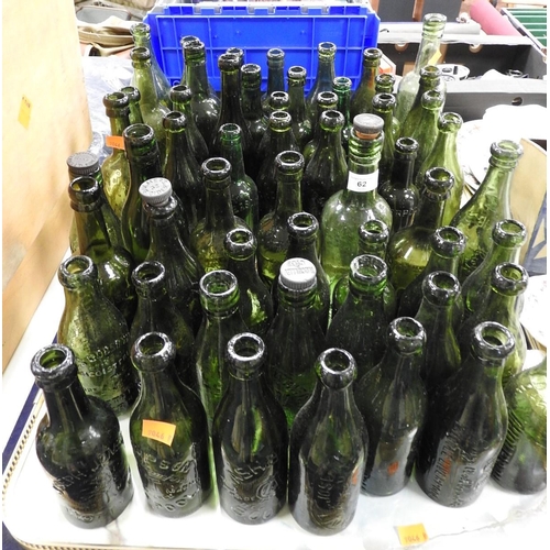 62 - Collection of vintage green glass bottles, mostly Liverpool (approx. 57)