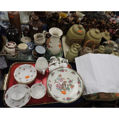 70 - Decorative kitchen stoneware storage jars, also mixed general ceramics including Victorian stoneware... 