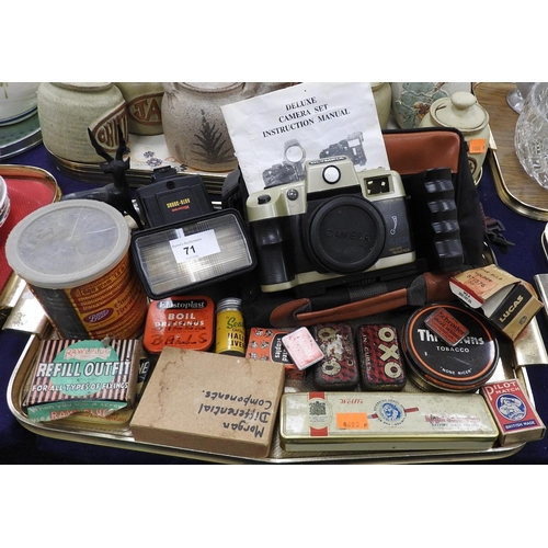 71 - Mixed photographic items, vintage tins etc