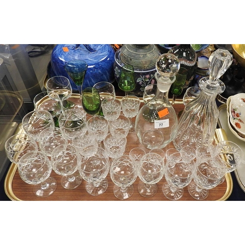 77 - Webb crystal decanter, Webb and other cut glassware (1 tray)