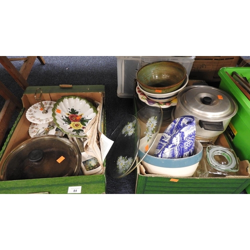 84 - Kitchenalia and mixed ceramics (2 boxes)