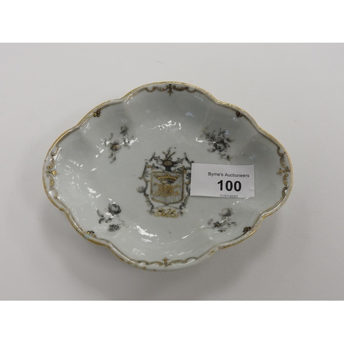 100 - Chinese armorial spoon tray, 14.5cm