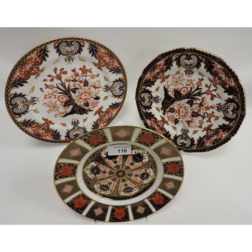 110 - Royal Crown Derby Imari pattern plate, no. 1128 and two further Royal Crown Derby pattern plates