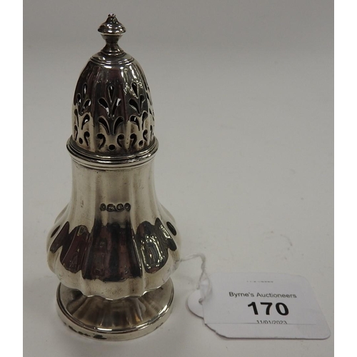 170 - Victorian silver pepper pot, London 1837, fluted baluster form, 10cm, weight approx. 65g