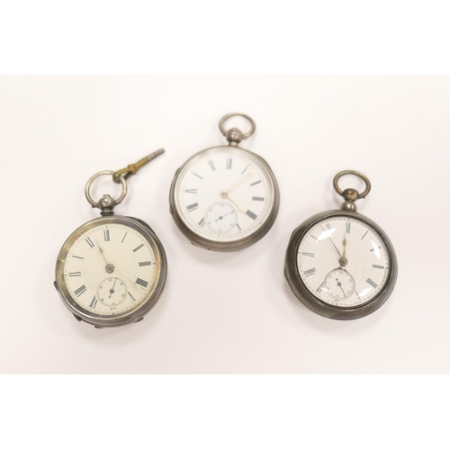 201 - Victorian silver pair cased pocket watch, London 1856; also a late Victorian silver open faced key w... 