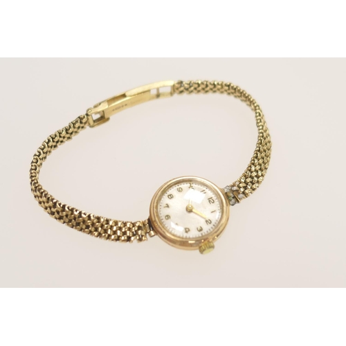 206 - Lady's vintage 9ct gold bracelet wristwatch, the dial signed 'Timor', gross weight 19.2g