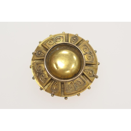 213 - Victorian 15ct gold target brooch, hallmark Birmingham 1887, 34mm diameter, weight 5.3g