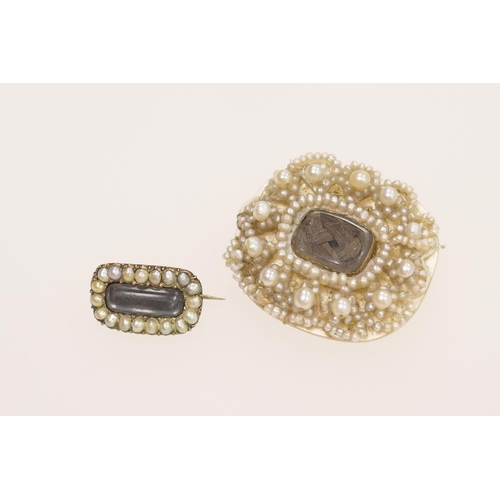 224 - Victorian seed pearl mourning brooch and a further Victorian seed pearl mourning brooch (2)