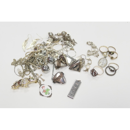 254 - Assortment of decorative silver and other costume jewellery